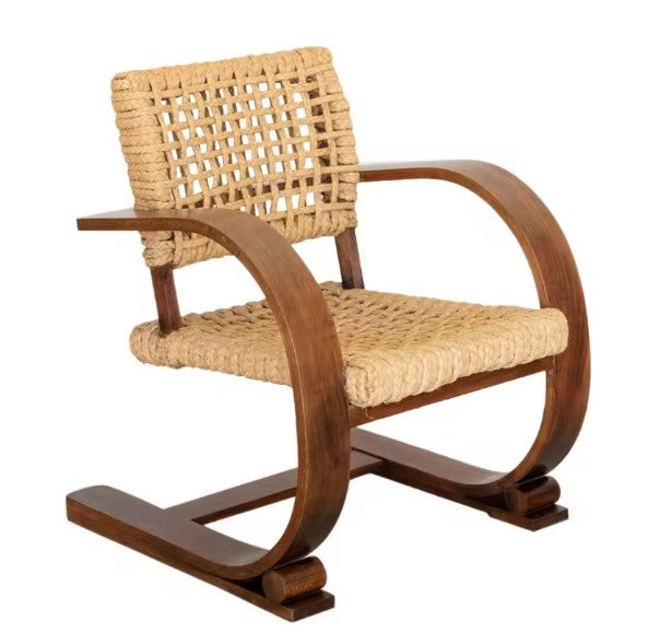 Fauteuil en rotin courbe vintage