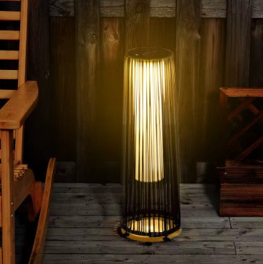 Lampadaire rotin marron