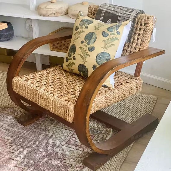 Fauteuil en rotin courbe vintage