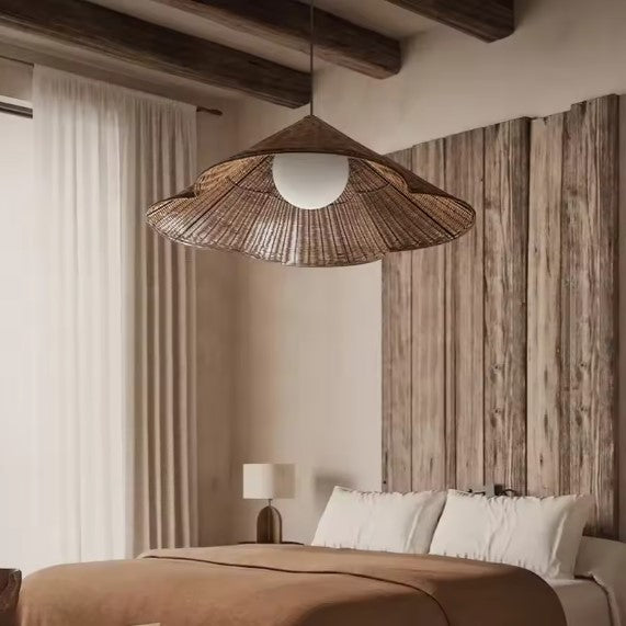 Suspension rotin style chapeau japonais