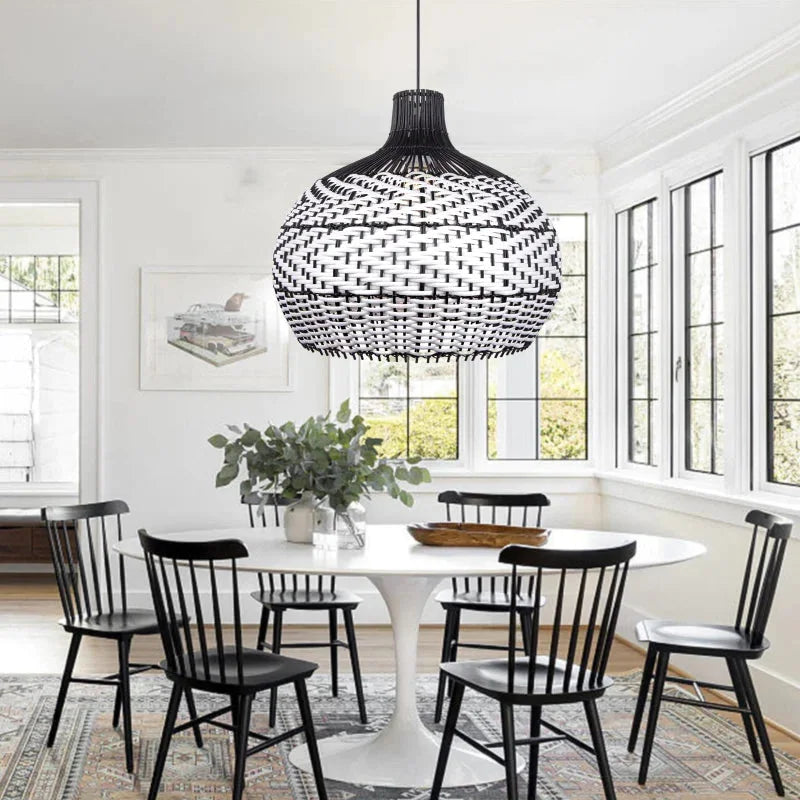 Suspension Rotin Noir & Blanc | YINYANG