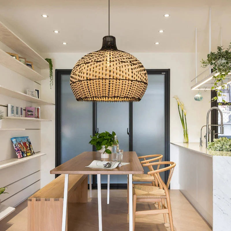 Suspension Rotin Noir & Blanc | YINYANG