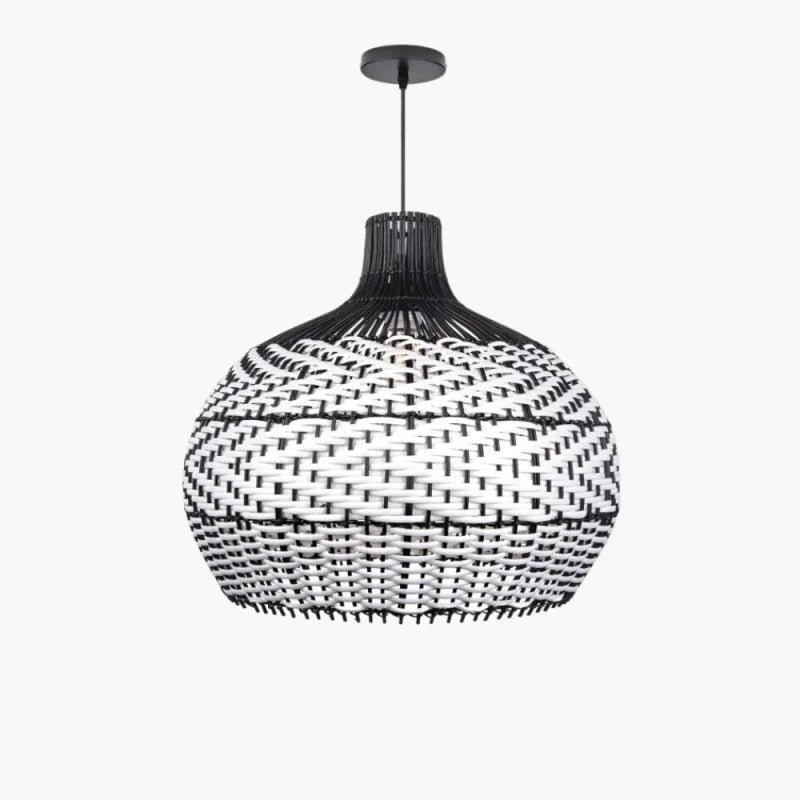 Suspension Rotin Noir & Blanc