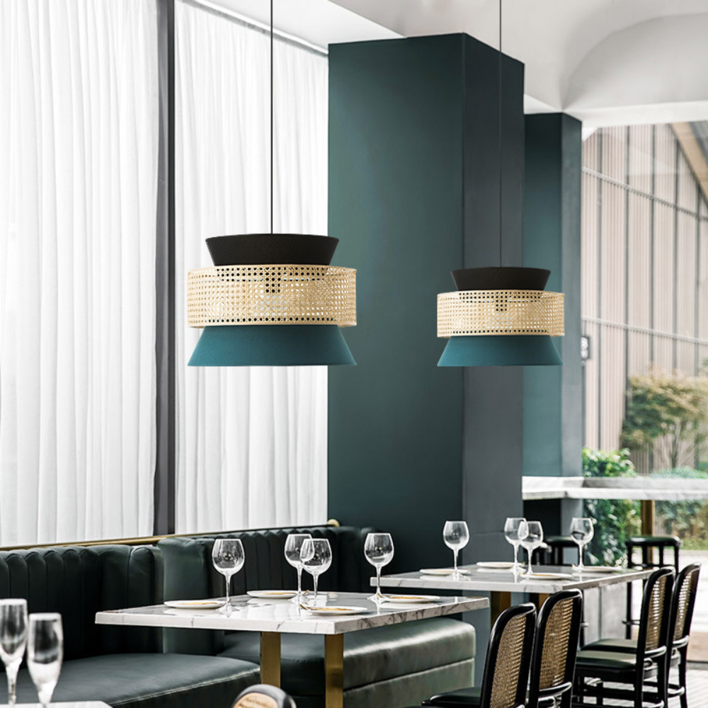 Suspension en Rotin Japonaise Verte | Yoko