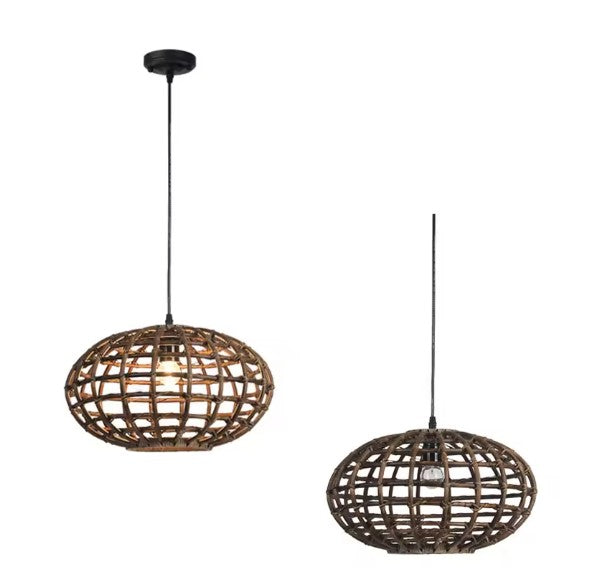 Suspension rotin et bambou rond