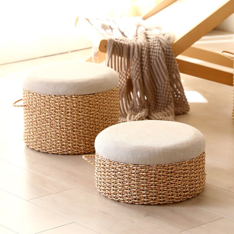 Pouf en Cordes Tressées avec Coussin | ÉLARA