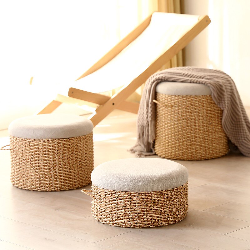 Pouf en Cordes Tressées avec Coussin | ÉLARA