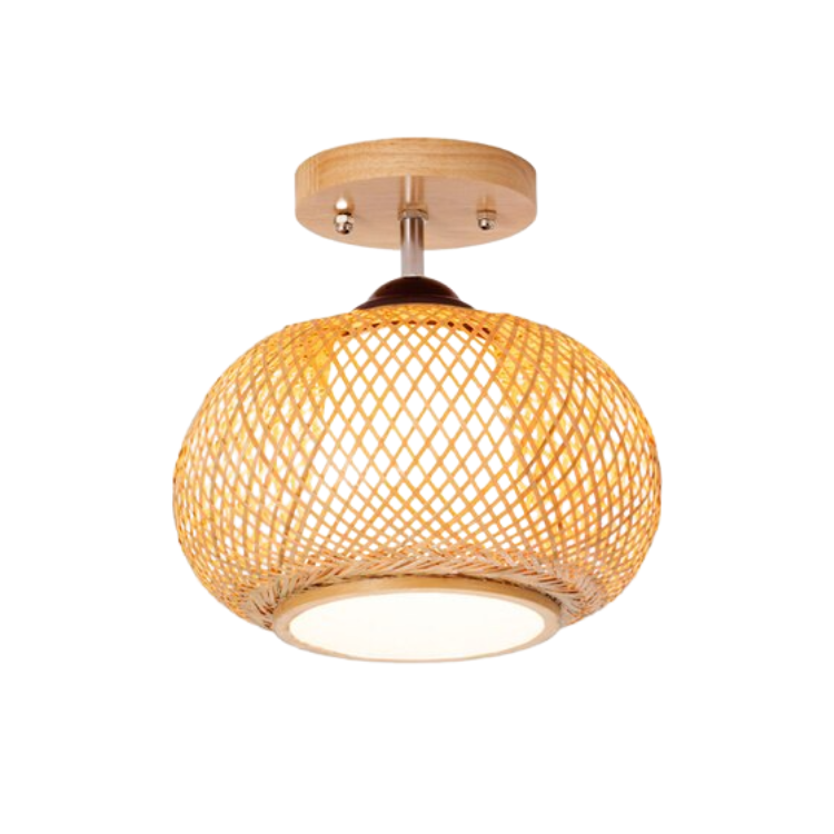 Plafonnier Boule Rotin
