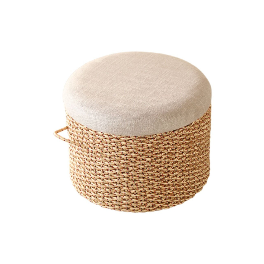 Pouf en Cordes Tressées avec Coussin
