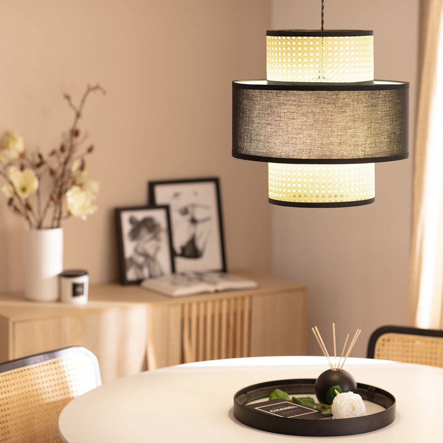 Suspension en Rotin pour Salon | JAPANA