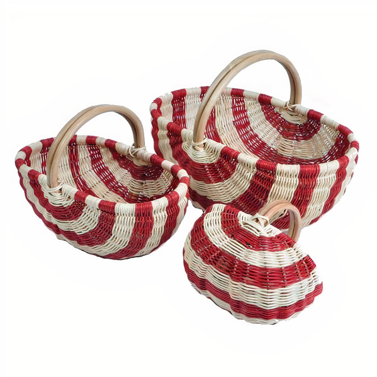 Panier en Rotin Rouge & Blanc