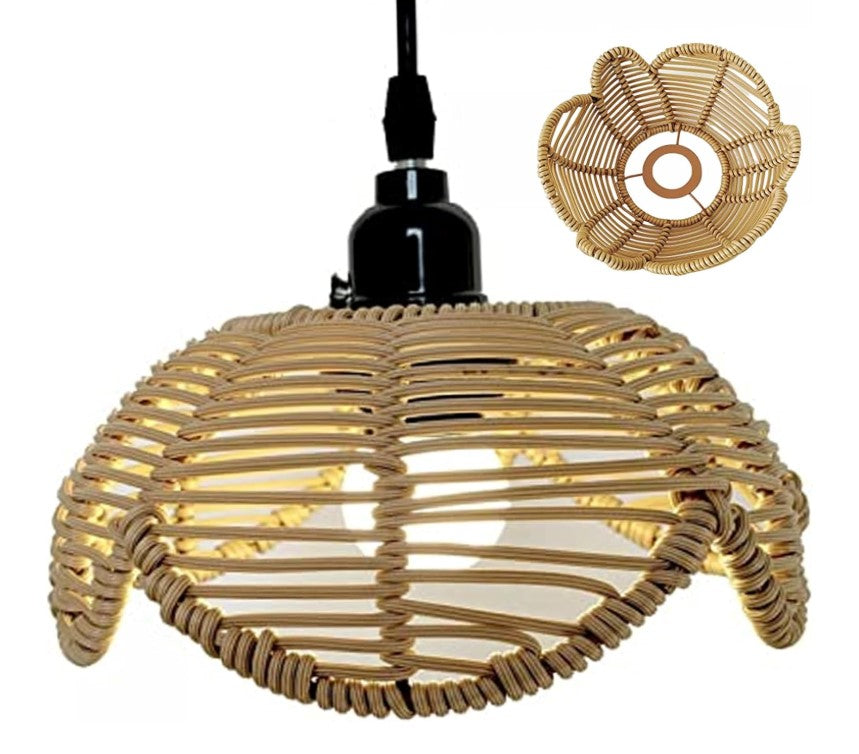 Suspension en rotin fleur