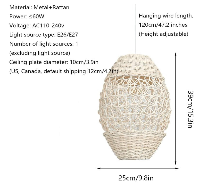 Suspension en rotin ovale stylée