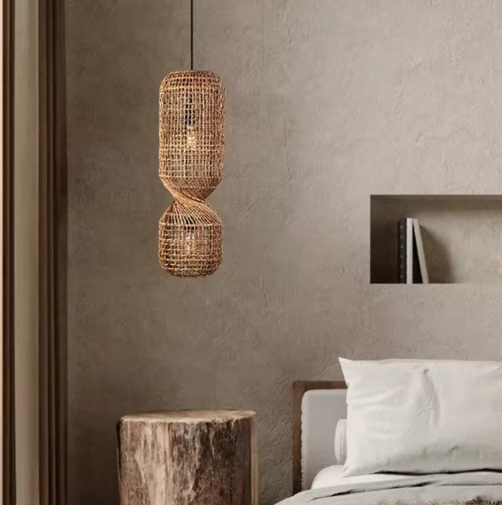 Suspension rotin style sablier