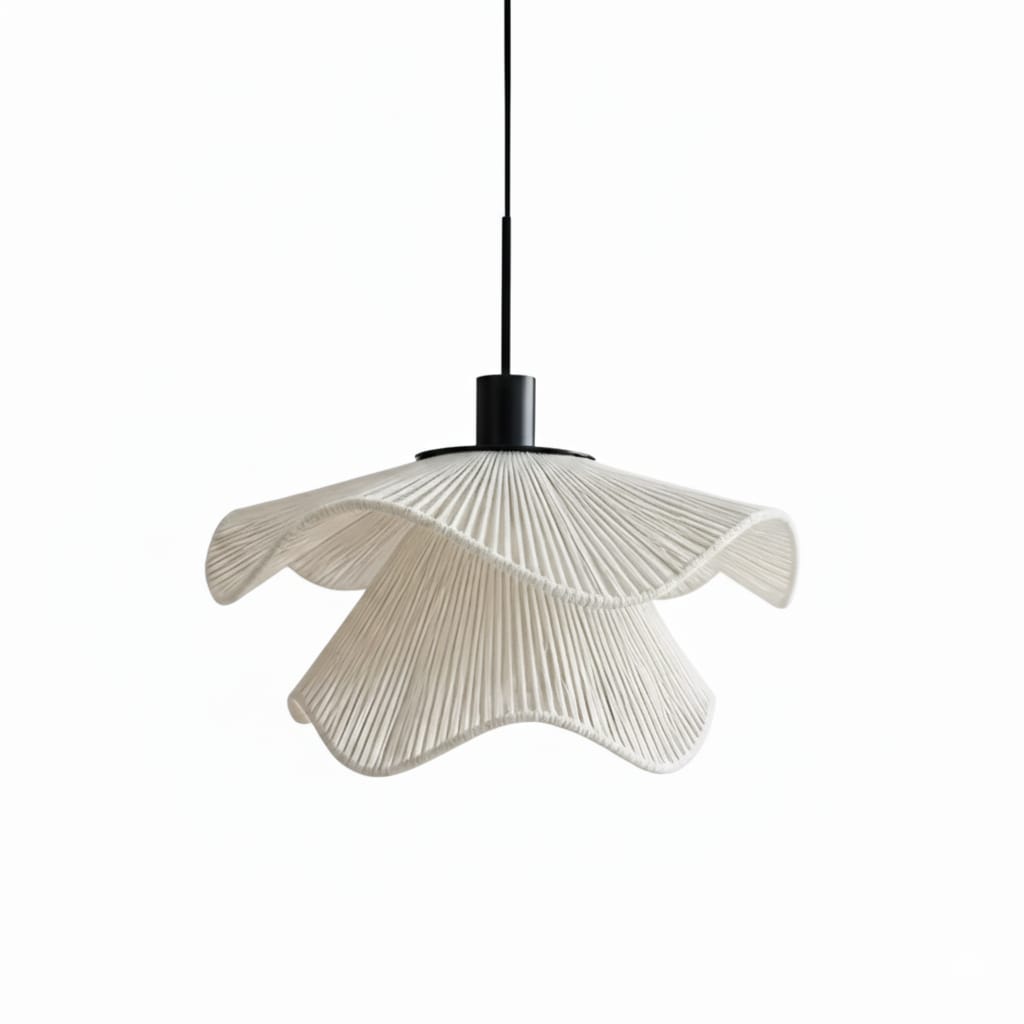 Suspension en Rotin Fleur Blanche