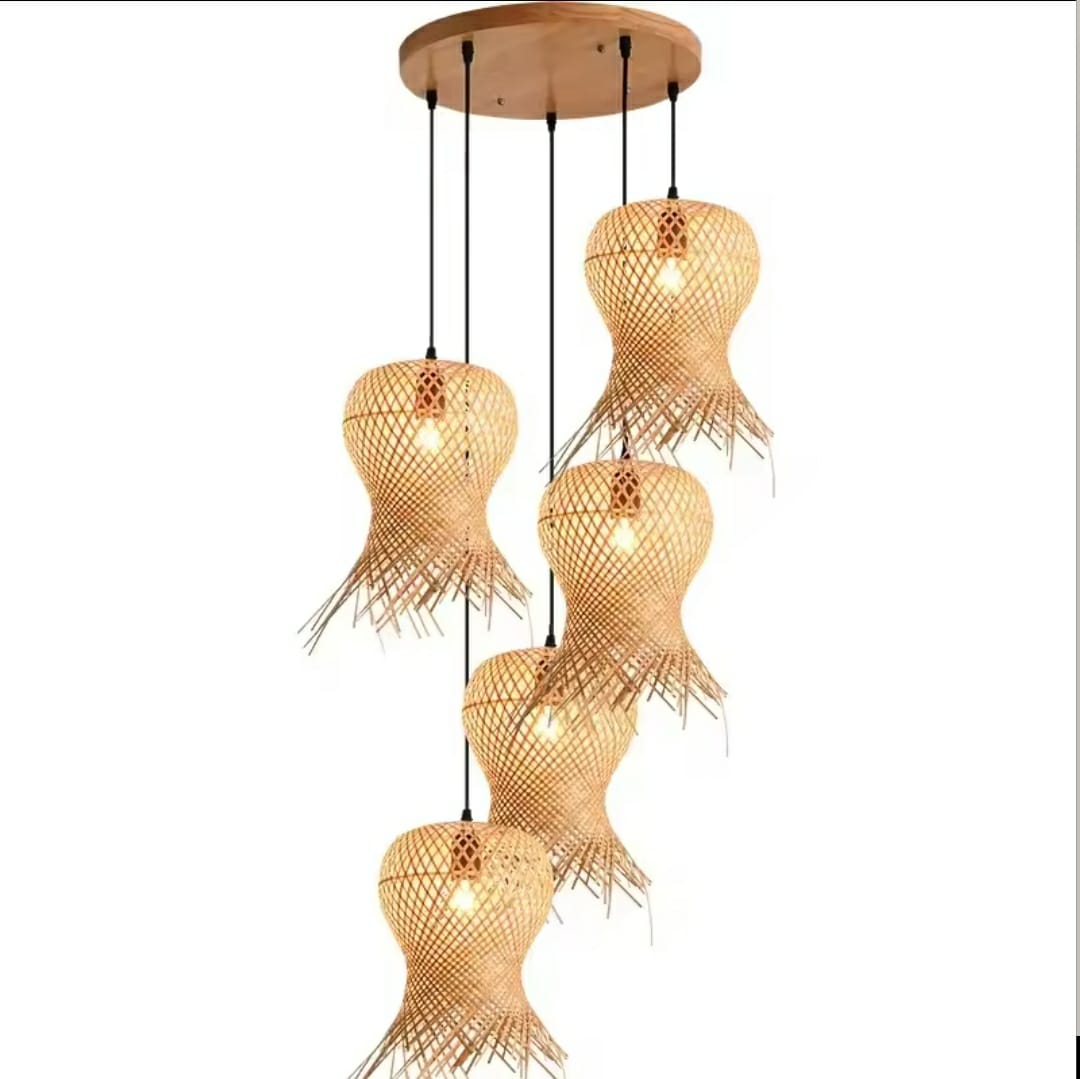 Suspension en Rotin Vase Renversé