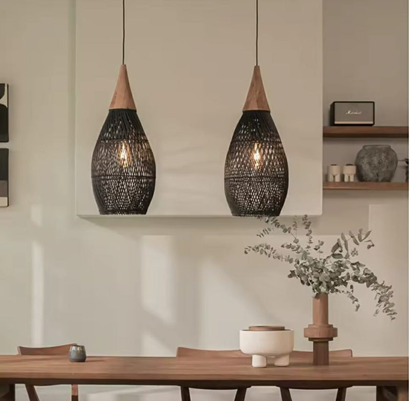 Suspension en Rotin Goutte Noire