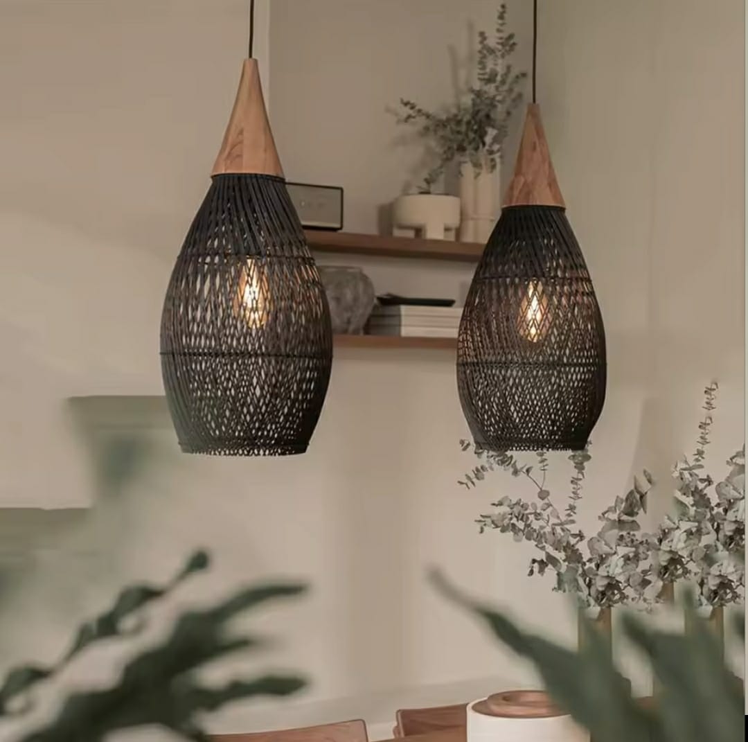 Suspension en Rotin Goutte Noire