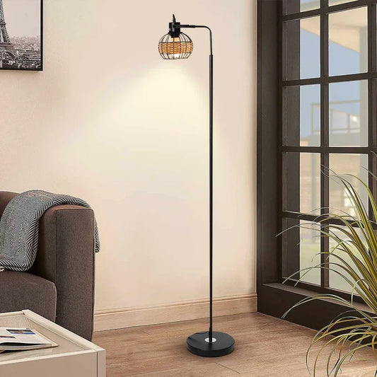 Lampadaire en Rotin Inox