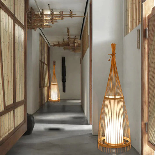 Lampadaire en Rotin Salon | LUMISPHÈRE