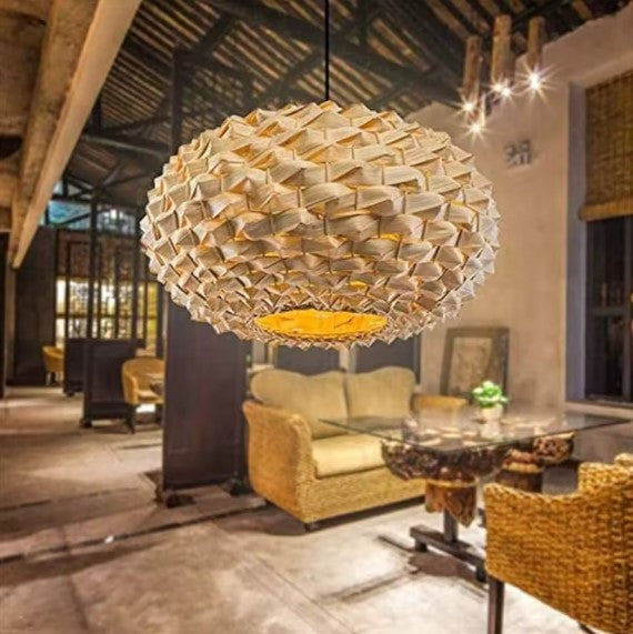 Luminaire en rotin style pic