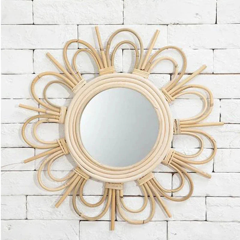 miroir rotin soleil vintage