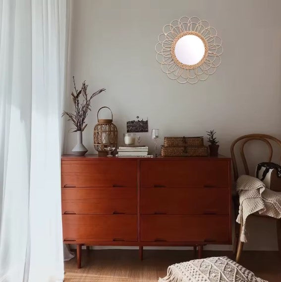 Miroir en rotin tournesol