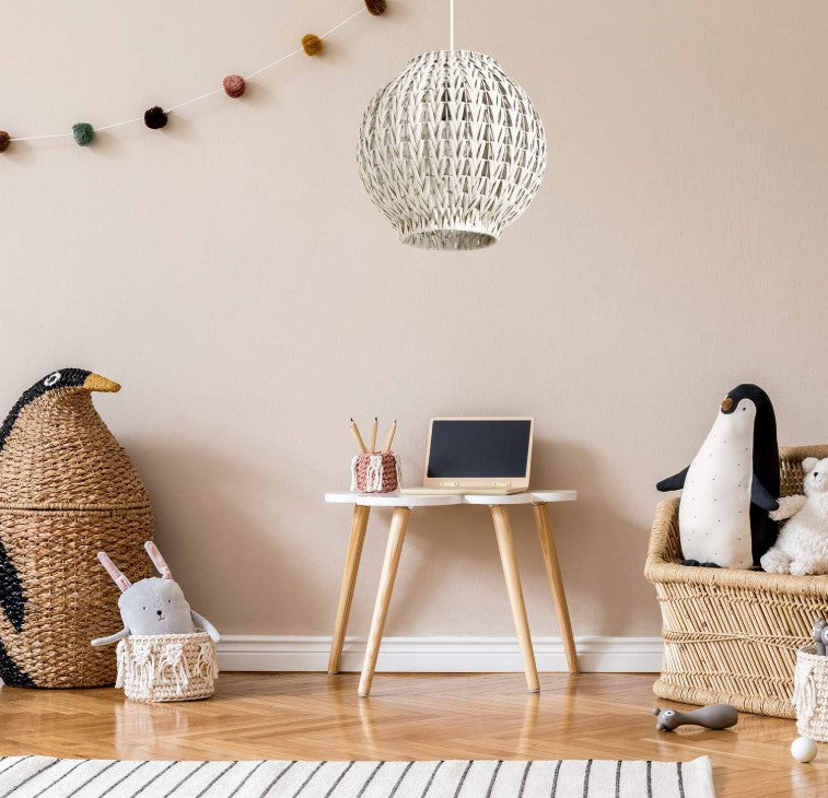 Suspension rotin blanche