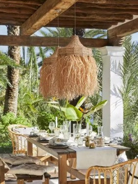 Suspension en rotin vintage Wabi Sabi