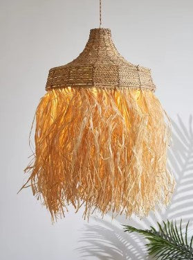 Suspension en rotin vintage Wabi Sabi