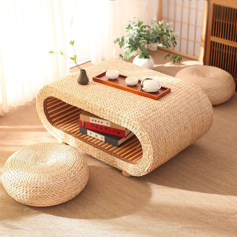 Table Basse Rotin Style Japonaise
